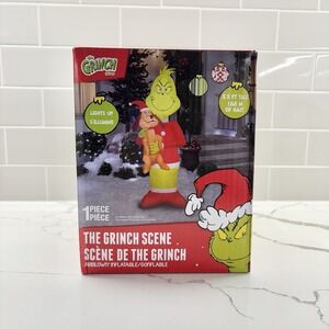 GEMMY 5.5 FT GRINCH & MAX Santa Inflatable Airblown LED Christmas NEW